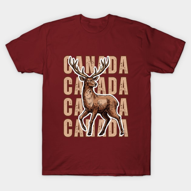 Canada Day Deer Vintage T-Shirt by Turtokart